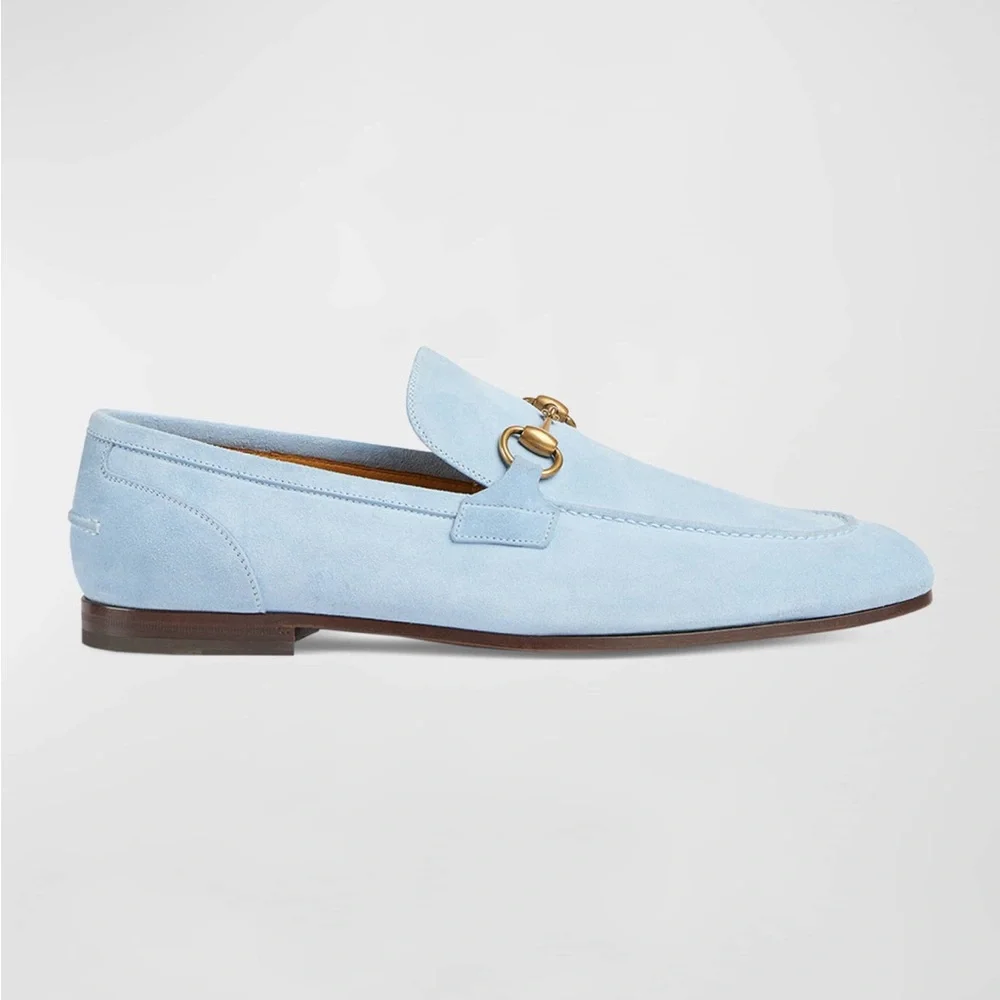 Gucci Jordaan Suede Loafers with Gold Horsebit Detail size 12 UK - Picture 2 of 7